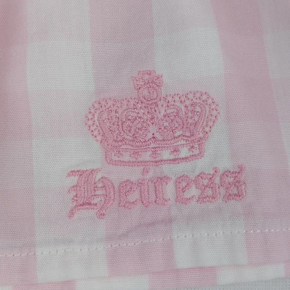 Juicy Couture Light Pink Gingham Ruffled Dress And Pants Set.